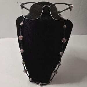 Vintage Beaded Eyeglass Chain Glass Seed Beads Lampwork Style 1980s